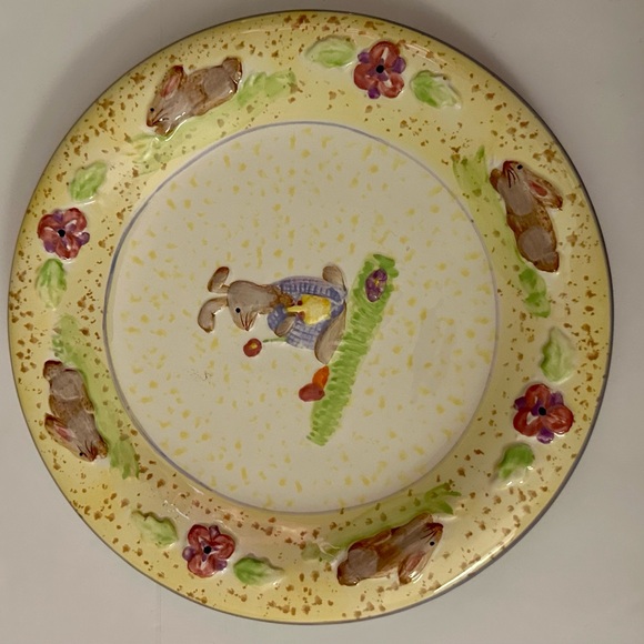 Baum Bros Style Eyes Vintage Dessert Plate, Embossed Rabbits, Rare Easter Decor - Picture 11 of 12
